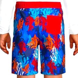Lands' End - Print Volley Swim Trunks - Husky XL 14-16- Blue Crab Camo design